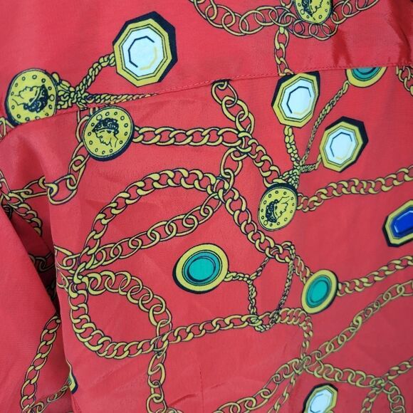 HP🎀Josephine Petites long sleeve red chain pattern button down shirt. - Picture 4 of 12